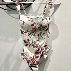 Floral Ruffle One Piece Swimsuit - NWT